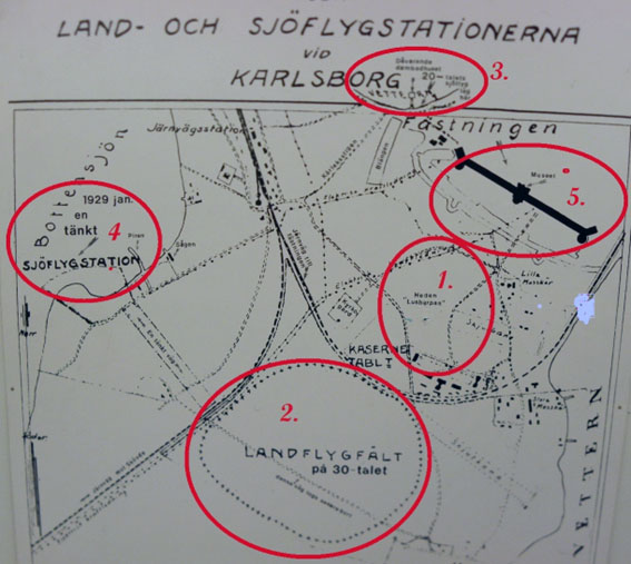 Kartan visar land- och sjöflygstationerna